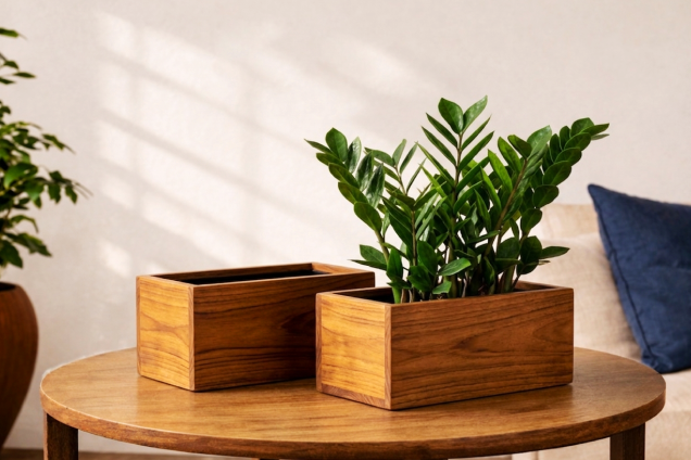 Modern Wooden Planter Box- Set of 2